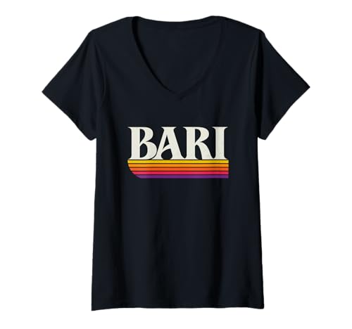 Damen Bari Italien Retro-Grafik - Bari Puglia Italia T-Shirt mit V-Ausschnitt Damen Bari Italien Retro-Grafik - Bari Puglia Italia T-Shirt mit V-Ausschnitt von Italia Throwbacks