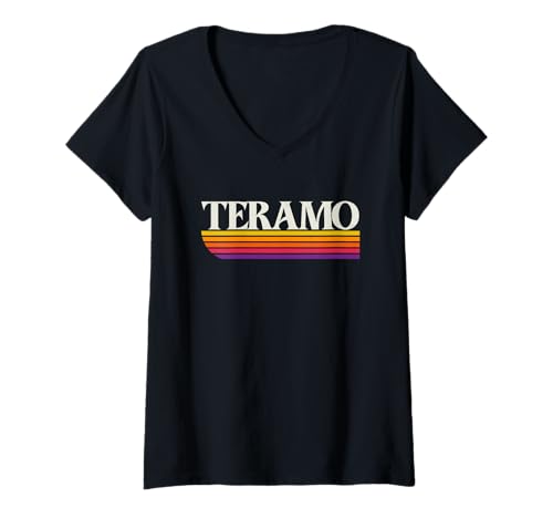 Damen Teramo Italien Retro-Grafik - Teramo Abruzzo Italia T-Shirt mit V-Ausschnitt Damen Teramo Italien Retro-Grafik - Teramo Abruzzo Italia T-Shirt mit V-Ausschnitt von Italia Throwbacks