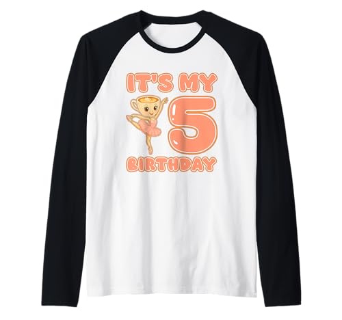 Es ist Mein 5. Geburtstag Mädchen Ballerina Cappuccina Cappuccino Raglan Es ist Mein 5. Geburtstag Mädchen Ballerina Cappuccina Cappuccino Raglan von Italian Brainrot Gen Z Humor Meme Women Youth Kids