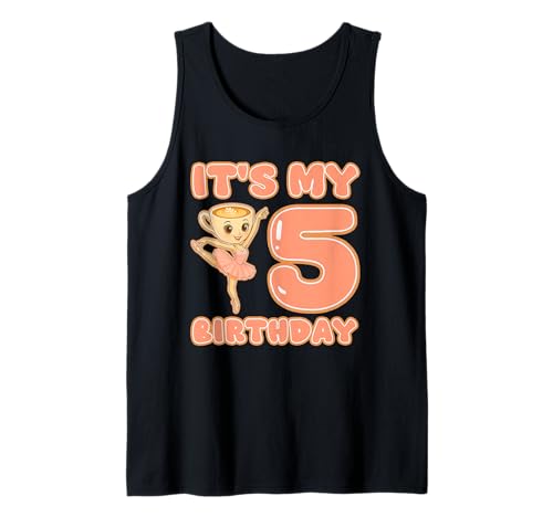 Es ist Mein 5. Geburtstag Mädchen Ballerina Cappuccina Cappuccino Tank Top von Italian Brainrot Gen Z Humor Meme Women Youth Kids