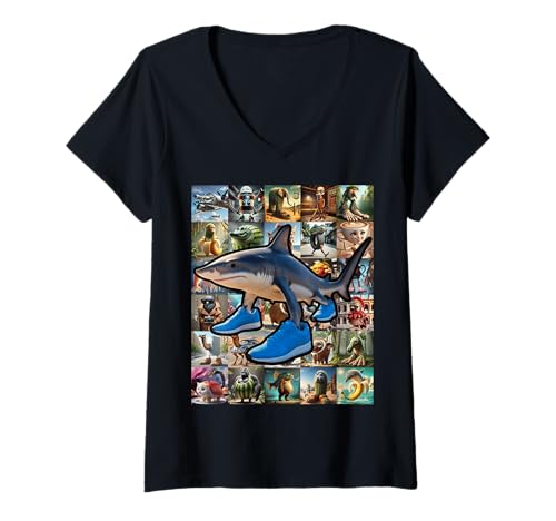 Damen Italian Brainrot T-Shirt mit V-Ausschnitt von Italian Brainrot Kostüm