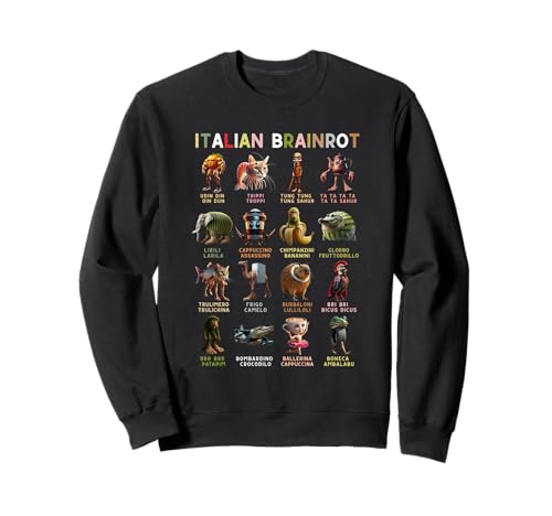 Italian Brainrot Memes AI Funny Viral Kinder Sweatshirt Italian Brainrot Memes AI Funny Viral Kinder Sweatshirt von Italian Brainrot Lustig Ballerina Cappuccina Kind