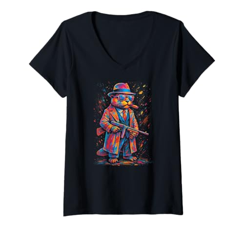 Damen Italian Brainrot Meme Bobrito Bandito Lustiges Watercolor T-Shirt mit V-Ausschnitt von Italian Brainrot Lustige Virale KI Meme Motive