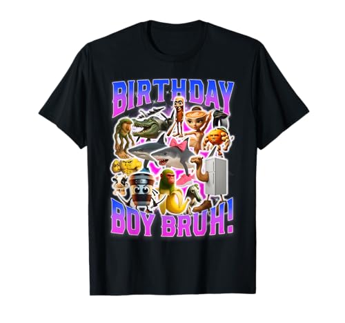Birthday Boy Bruh Meme Lustiges Gehirnrot-Design T-Shirt von Italian Brainrot Meme Chaos Zoomer Humor