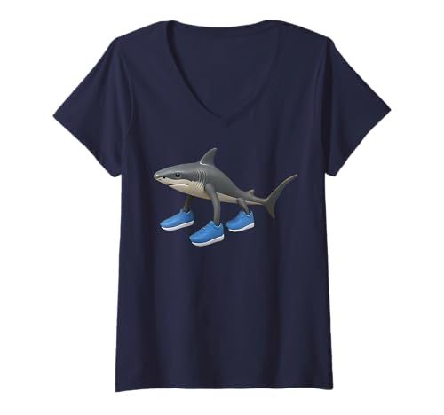 Damen Italian Brainrot AI-Generated Character Tralalero Tralala T-Shirt mit V-Ausschnitt Damen Italian Brainrot AI-Generated Character Tralalero Tralala T-Shirt mit V-Ausschnitt von Italian Brainrot Meme Characters Viral Gen Z Trend