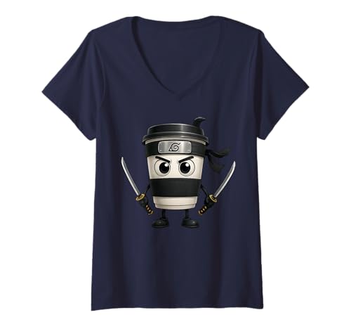 Damen Italian Brainrot Character Capuccino Assassino T-Shirt mit V-Ausschnitt Damen Italian Brainrot Character Capuccino Assassino T-Shirt mit V-Ausschnitt von Italian Brainrot Meme Characters Viral Gen Z Trend
