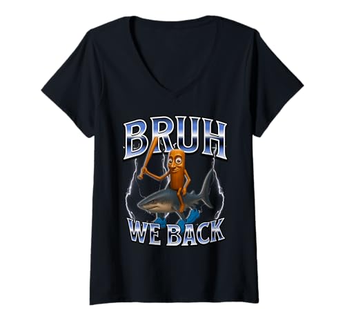Damen Italian Brainrot Back to School T-Shirt mit V-Ausschnitt Damen Italian Brainrot Back to School T-Shirt mit V-Ausschnitt von Italian Brainrot Meme Wear