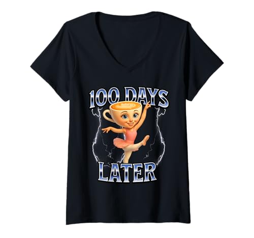 Damen 100 Days of School Italian Brainrot T-Shirt mit V-Ausschnitt Damen 100 Days of School Italian Brainrot T-Shirt mit V-Ausschnitt von Italian Brainrot Wear