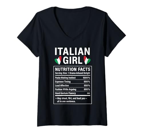 Damen Italienisches Mädchen Stolze italienische Frauen Mädchen T-Shirt mit V-Ausschnitt von Italian Culture Gifts for Strong Women of Italia