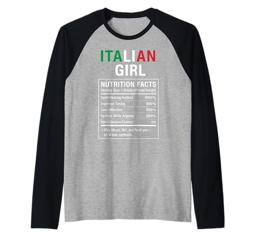 Italienisches Mädchen Stolze italienische Frauen Mädchen Raglan von Italian Culture Gifts for Strong Women of Italia