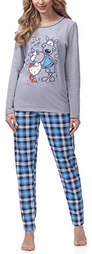 Italian Fashion Schlafanzug Damen Lang | Pyjama Damen Lang Baumwolle | Softes Schlafanzüge für Frauen | Zweiteiliger Pyjama Set für den Winter | Warmer Nachtwäsche S-XXL von Italian Fashion