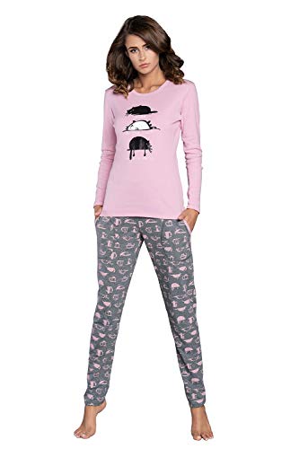 Italian Fashion Schlafanzug Damen Lang | Pyjama Damen Lang Baumwolle | Softes Schlafanzüge für Frauen | Zweiteiliger Pyjama Set | Warmer Nachtwäsche | Verschiedene Muster S-XXL von Italian Fashion