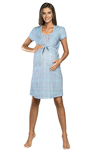 Italian Fashion Damen Schwangerschafts Nachthemd Emilly, blau, XL von Italian Fashion