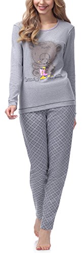 Italian Fashion Baumwolle Pyjama Schlafanzug Lang Zweiteilige Nachtwäsche Hausanzug Sleepwear Langarm Perfect als Geschenk | schönes Zuhause Outfit von Italian Fashion