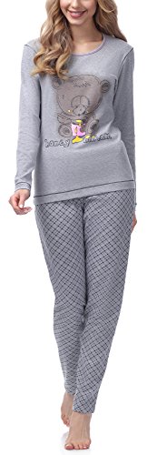 Italian Fashion Schlafanzug Damen Lang | Pyjama Damen Lang Baumwolle | Softes Schlafanzüge für Frauen | Zweiteiliger Frauen Pyjama Set für den Winter | Warmer Nachtwäsche S-XXL von Italian Fashion