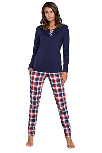 Italian Fashion Schlafanzug Damen Lang | Pyjama Damen Lang Baumwolle | Softes Schlafanzüge für Ladies | Zweiteiliger Frauen Pyjama Set für den Winter | Warmer Weihnachtspyjama S-XXL von Italian Fashion