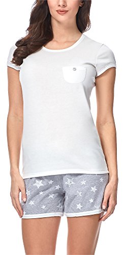 Italian Fashion IF Damen Pyjama Set Schlafanzug Kurz Baumwolle Nachtwäsche Kurzarm Sommer Top und Short Zweiteilig Sleepwear Schlafanzug Hausanzug 2021 von Italian Fashion IF