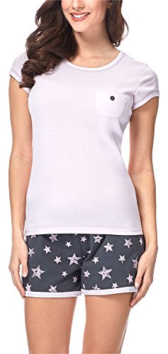 Italian Fashion IF Damen Pyjama Set Schlafanzug Kurz Baumwolle Nachtwäsche Kurzarm Sommer Top und Short Zweiteilig Sleepwear Schlafanzug Hausanzug 2021 von Italian Fashion