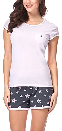Italian Fashion Schlafanzug Kurz Damen Baumwolle | Pyjama Damen Kurz | Shorty Pyjama | Zweiteiliger Frauen Pyjama Set | Sommer Schlafanzug Frauen | Softes Nachtwäsche Ladies S-XXL von Italian Fashion