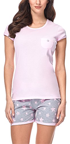 Italian Fashion IF Damen Pyjama Set Schlafanzug Kurz Baumwolle Nachtwäsche Kurzarm Sommer Top und Short Zweiteilig Sleepwear Schlafanzug Hausanzug 2021 von Italian Fashion IF