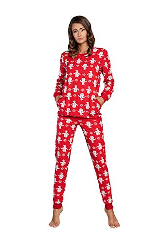 Italian Fashion Schlafanzug Damen Lang | Pyjama Damen Lang Baumwolle | Softes Schlafanzüge für Frauen | Zweiteiliger Pyjama Set für den Winter | Warmer Nachtwäsche Ladies S-XL von Italian Fashion