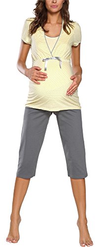 Italian Fashion IF Damen Stillpyjama F2L3C3T1 0225 (L, Gelb) von Italian Fashion IF