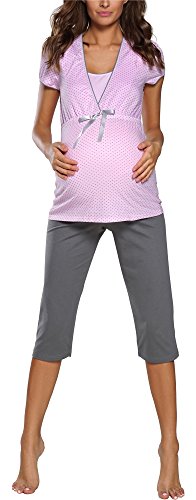 Italian Fashion IF Damen Stillpyjama F2L3C3T1 0225 (L, Rosa) von Italian Fashion IF