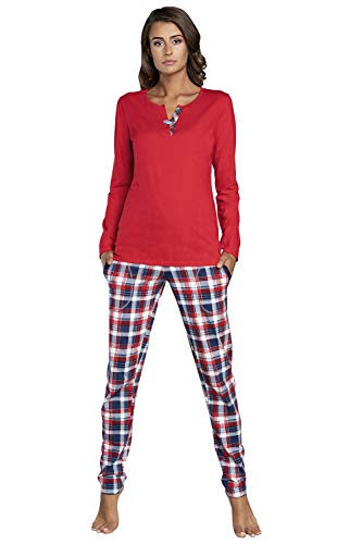 Italian Fashion IF Italian Fashion Schlafanzug Set Damenpyjama Oberteil Unterteil Hausanzug , L, Rot von Italian Fashion IF