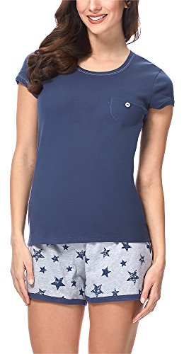 Italian Fashion IF Damen Pyjama Set Schlafanzug Kurz Baumwolle Nachtwäsche Kurzarm Sommer Top und Short Zweiteilig Sleepwear Schlafanzug Hausanzug 2021 von Italian Fashion IF