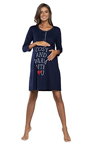 Italian Fashion Nachthemd Stillen | Softes Geburtshemd | Nachthemd Damen mit Verschluss | Bequem Stillkleid | Stillpyjama Damen | Still Nachtwäsche Frauen Geburt Set S-XXL von Italian Fashion