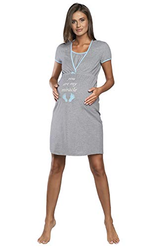 Italian Fashion Damen Schwangerschafts Nachthemd Emilly, blau, XL von Italian Fashion
