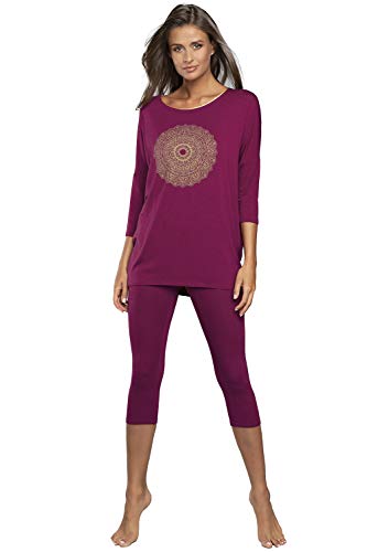 Italian Fashion Schlafanzug Damen 3/4 Hose | Schlafanzug Damen mit Pyjamahose 3/4 | Zweiteiliger Frauen Pyjama Set für Sommer aus Viskose | Softes Nachtwäsche Frauen S-XXL von Italian Fashion