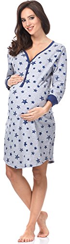 Italian Fashion Nachthemd Stillen | Softes Geburtshemd | Nachthemd Damen mit Knopfleiste | Bequem Stillkleid | Stillpyjama Damen | Still Nachtwäsche Frauen Geburt Set S-XXL von Italian Fashion