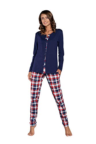 Italian Fashion IF Baumwolle Pyjama Schlafanzug Lang Zweiteilige Nachtwäsche Hausanzug Sleepwear Langarm von Italian Fashion IF