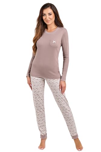 Italian Fashion Schlafanzug Damen Lang | Pyjama Damen Lang Baumwolle | Softes Schlafanzüge für Frauen | Zweiteiliger Frauen Pyjama Set für den Winter | Warmer Nachtwäsche S-XXL von Italian Fashion