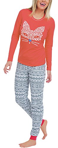Italian Fashion Schlafanzug Damen Lang | Pyjama Damen Lang Baumwolle | Softes Schlafanzüge für Frauen | Zweiteiliger Frauen Pyjama Set für den Winter | Warmer Nachtwäsche S-XXL von Italian Fashion
