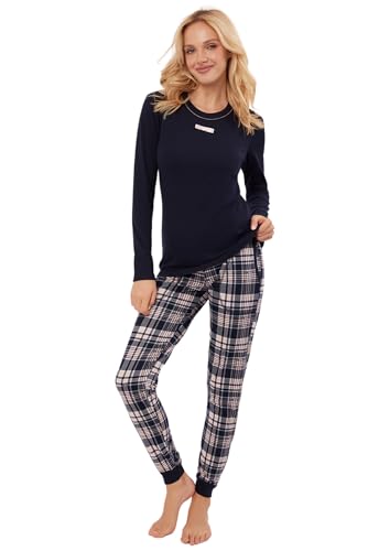 Italian Fashion Schlafanzug Damen Lang | Pyjama Damen Lang Baumwolle | Softes Schlafanzüge für Frauen | Zweiteiliger Pyjama Set | Warmer Nachtwäsche | Verschiedene Muster S-XXL von Italian Fashion