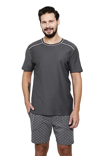 Italian Fashion Schlafanzug Herren Kurz Baumwolle | Pyjama Herren Kurz | Männer Schlafanzug mit Schlaf T-Shirt und Shorty Schlafanzughose | Herrenschlafanzug S-3XL von Italian Fashion