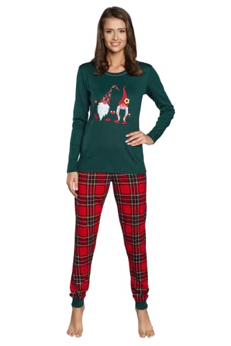 Italian Fashion Schlafanzug Damen Lang | Pyjama Damen Lang Baumwolle | Softes Schlafanzüge für Ladies | Zweiteiliger Frauen Pyjama Set für den Winter | Warmer Weihnachtspyjama S-XXL von Italian Fashion