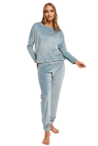 Italian Fashion Hausanzug Damen Kuschelig | Fleece Schlafanzug Damen mit Kuschelhose | Stilvolle Frauen Hausanzug 2-Teilig | Softes und Warmer Lounge Set S-XXL von Italian Fashion