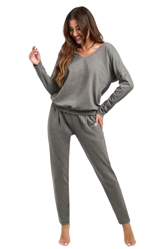 Italian Fashion Lounge Set Damen | Hausanzug Damen | Trainingsanzug Frauen | Jogginganzug Frauen Set 2-Teilig | Stilvolle Streatwear Trainingsanzüge für Ladies S-XXL von Italian Fashion