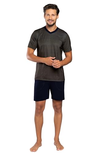 Italian Fashion Schlafanzug Herren Kurz Baumwolle | Pyjama Herren Kurz | Männer Schlafanzug mit Schlaf T-Shirt und Shorty Schlafanzughose | Herrenschlafanzug S-3XL von Italian Fashion