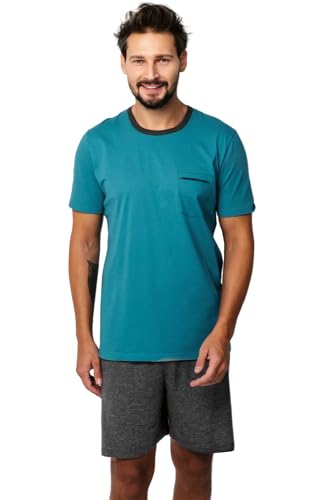 Italian Fashion Schlafanzug Herren Kurz Baumwolle | Pyjama Herren Kurz | Männer Schlafanzug mit Schlaf T-Shirt und Shorty Schlafanzughose | Herrenschlafanzug S-3XL von Italian Fashion