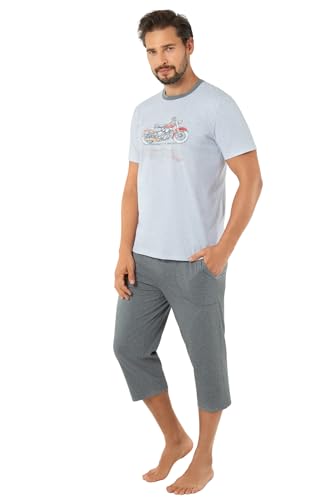 Italian Fashion Schlafanzug Herren Kurz Baumwolle | Pyjama Herren Kurz | Männer Schlafanzug mit Schlaf T-Shirt und Shorty Schlafanzughose | Herrenschlafanzug S-3XL von Italian Fashion