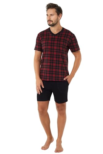 Italian Fashion Schlafanzug Herren Kurz Baumwolle | Pyjama Herren Kurz | Männer Schlafanzug mit Schlaf T-Shirt und Shorty Schlafanzughose | Herrenschlafanzug S-3XL von Italian Fashion