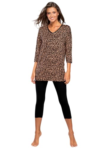 Italian Fashion Schlafanzug Damen 3/4 Hose | Schlafanzug Damen mit Pyjamahose 3/4 | Zweiteiliger Frauen Pyjama Set für Sommer aus Viskose | Softes Nachtwäsche Frauen S-XXL von Italian Fashion