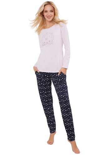 Italian Fashion Schlafanzug Damen Lang | Pyjama Damen Lang Baumwolle | Softes Schlafanzüge für Frauen | Zweiteiliger Frauen Pyjama Set für den Winter | Warmer Nachtwäsche S-XXL von Italian Fashion