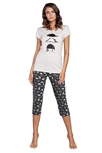 Italian Fashion Schlafanzug Damen Lang | Pyjama Damen Lang Baumwolle | Softes Schlafanzüge für Frauen | Zweiteiliger Pyjama Set | Warmer Nachtwäsche | Verschiedene Muster S-XXL von Italian Fashion