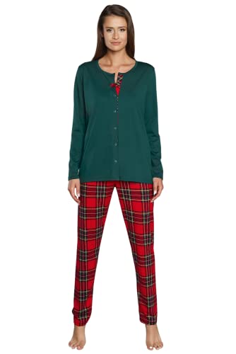 Italian Fashion Schlafanzug Damen Lang | Pyjama Damen Lang Baumwolle | Softes Schlafanzüge für Ladies | Zweiteiliger Frauen Pyjama Set für den Winter | Warmer Weihnachtspyjama S-XXL von Italian Fashion