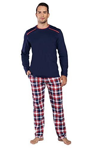 Italian Fashion Schlafanzug Herren Lang | Zweiteiliger Herren Pyjama Lang | Schlafanzug Lang Baumwolle | Herrenschlafanzug Langarm und Schlafanzughose für Männer S-XXL von Italian Fashion